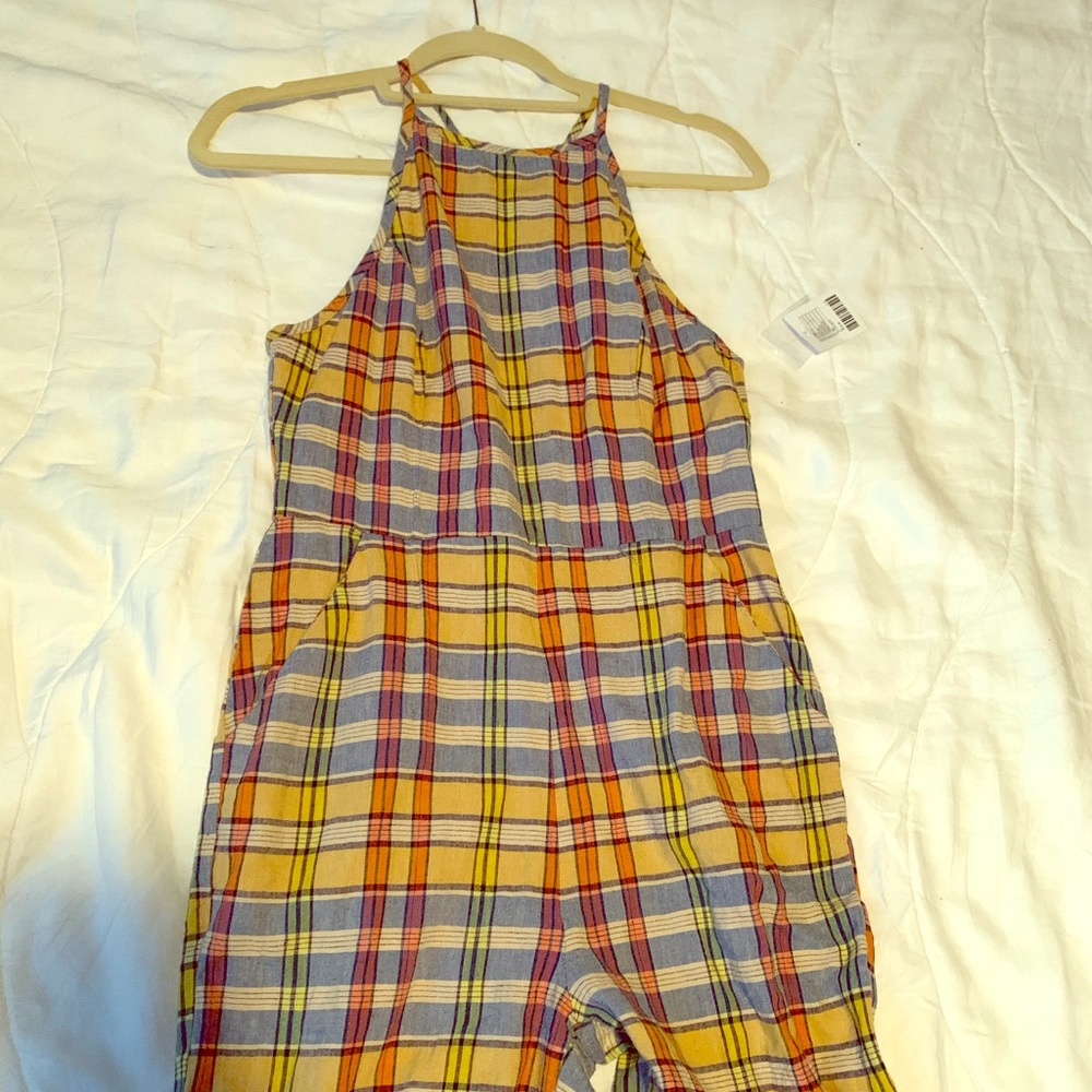 Urban Outfitters racer back linen jump suit